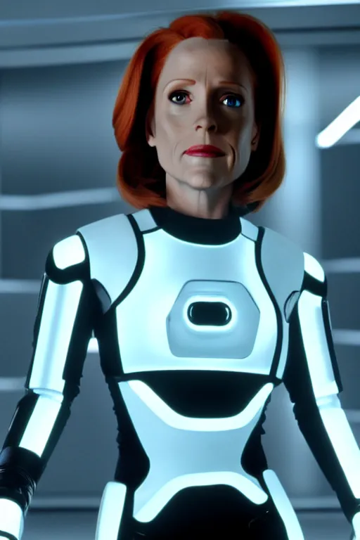 Prompt: dana scully in tron : legacy, tron : evolution