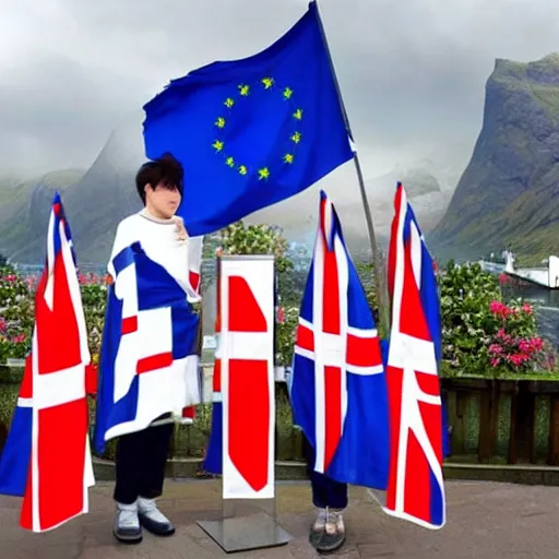 Image similar to Norway puts the European Union and the United Kingdom on alert, ultrarrealistic, flat texture, studio ghibli