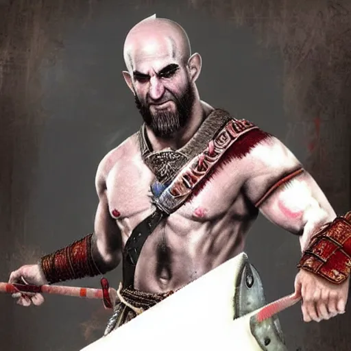 Image similar to benjamin netanyahu!!! as kratos from god of war