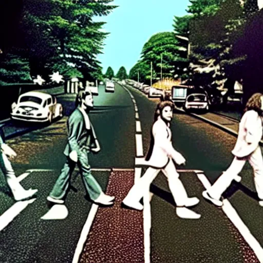 Image similar to queen band crossing abbey road