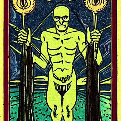 Image similar to tarot card depicting a universal monster,