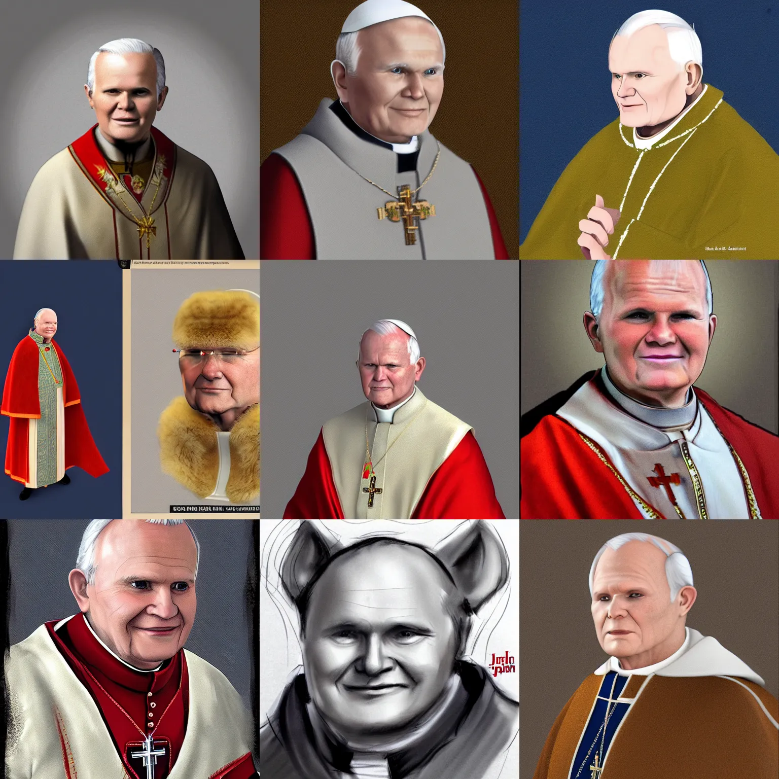 Prompt: furry John Paul II, concept art