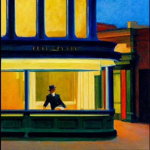 Prompt: a smile in the style of edward hopper