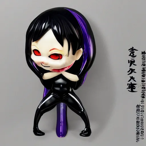 Image similar to lifelike plastic figurine miniature of chibi venom, ultra detailed, kawaii, junji ito, artgerm, blender, scenic background of cardshop