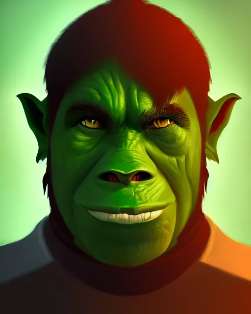 Prompt: « a portrait of a green orc, a character portrait by paul kelpe, reddit contest winner, sots art, ilya kuvshinov, 2 d game art »