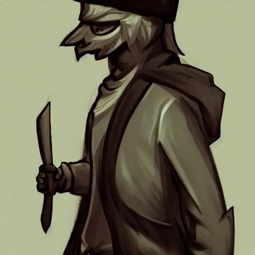 Image similar to a highly detailed character concept of a man wearing a sock hat in the style of darkwood moody and melanchony