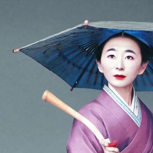 Image similar to rowan atkinson dressed as a traditional korean woman with an umbrella, cinematic shot, dynamic lighting, close up, impressive winning photo, pastel colors