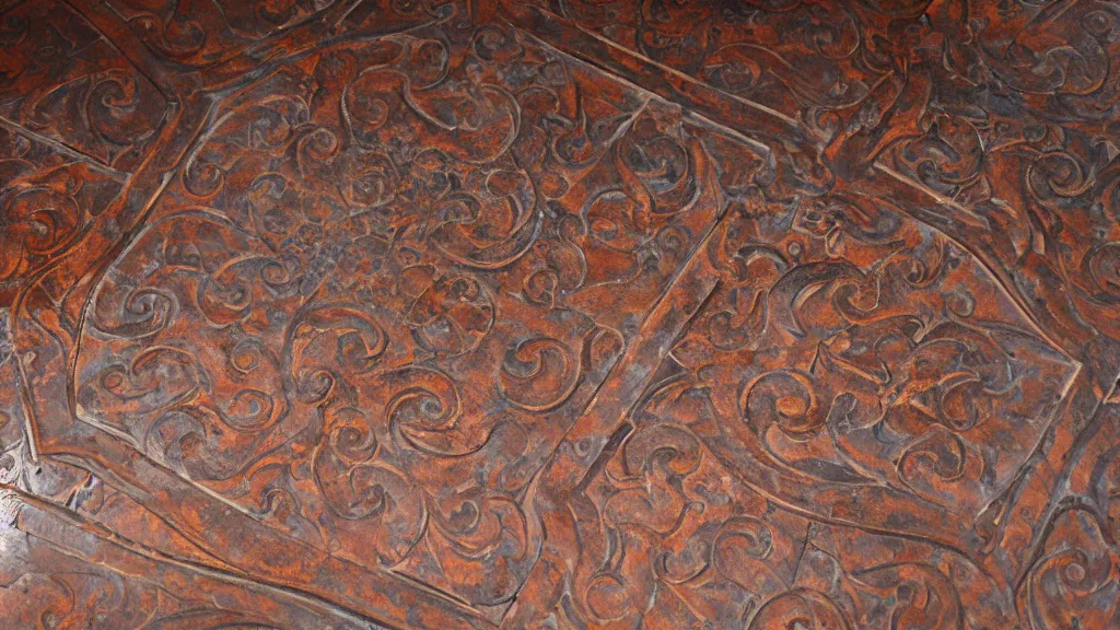 Image similar to rococo rusted push floor in a bright lobby, iso 2 0 0