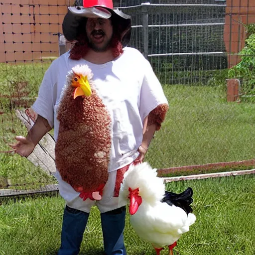 Image similar to chicken wearing as an inmate