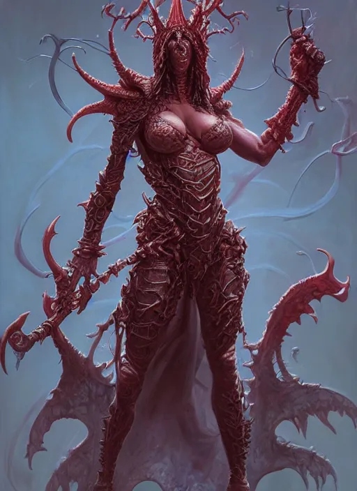 Prompt: a detailed full body portrait of the queen of blades, diablo 4 lilith, sideshow figurines, by dorian cleavenger, greg rutkowski, wlop, astri lohne, zdzisław beksinski trending on artstation