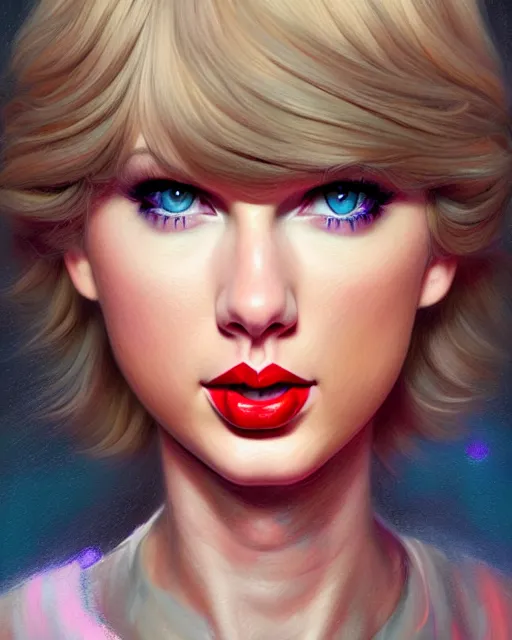 Image similar to highly detailed vfx portrait of, taylor swift in leggings by stephen bliss, chalk, unrealengine, greg rutkowski, loish, rhads, beeple, chalk, makoto shinkai and lois van baarle, ilya kuvshinov, rossdraws, tom bagshaw, basil gogos