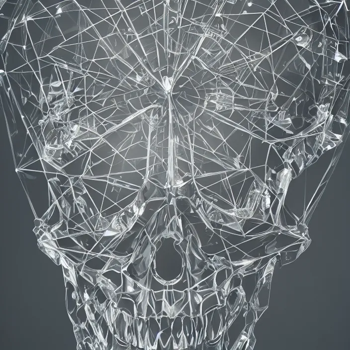 Image similar to transparent crystal skull intricate abstract. sharp teeth. delicate artwork. by Tooth Wu, wlop, beeple, dan mumford. octane render, trending on artstation, greg rutkowski very coherent symmetrical artwork. cinematic, hyper realism, high detail, octane render, 8k, depth of field, bokeh. chrome accents.