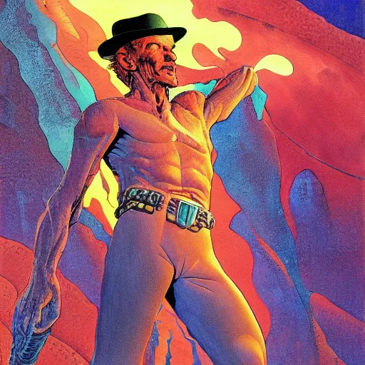 Prompt: jean giraud and moebius and don lawrence and alex ross and john romita jr, gouache and wash paints, smooth focus, sharp details, detailed details, bokeh, 4 k, fine 5 k details, fine details, fine intricate, fine facial proportionate, fine body proportionate / desperate life of john doe