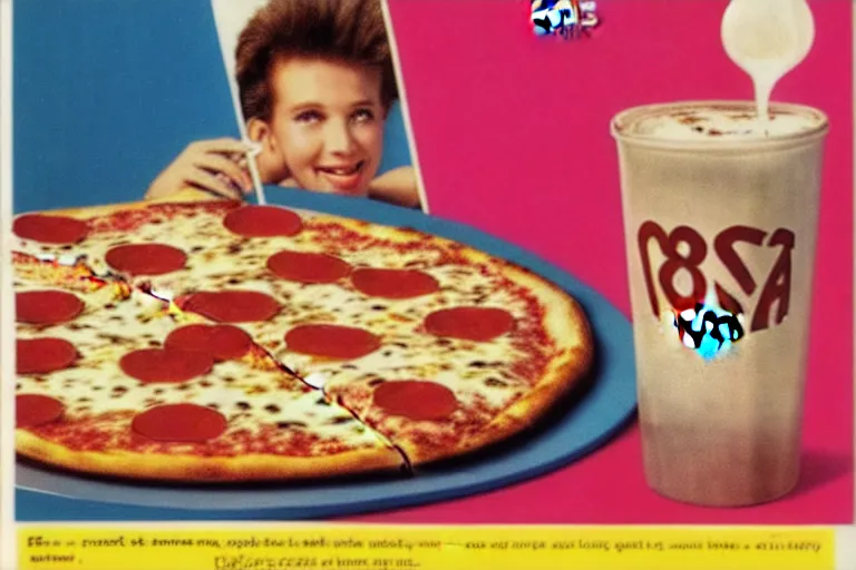 Prompt: 80s, pizza, advertisement, high quality