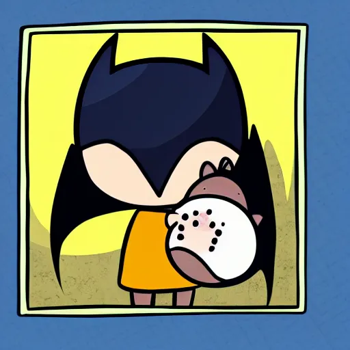 Image similar to batman petting a hamster in chibi art style