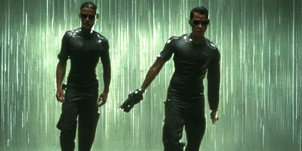 Prompt: sri lankan brown man as neo, in the matrix film, cinematic, wide shot, screencap, 35mm