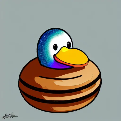 Prompt: concept art of a duck shaped like a donut. it has sprinkles on his back. faded glittery rainbow background. 8 k ultra hd, sharp and coherent, artstation, extremely detailed, studio lighting