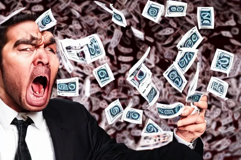 Image similar to angry man losing the lottery