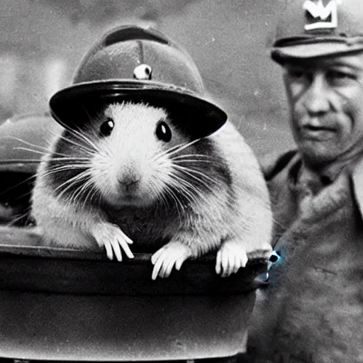 Image similar to a hamster in ww 2 fighting with the germans