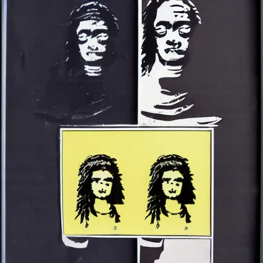 Image similar to individual gottfried leibniz silk screen banksy style