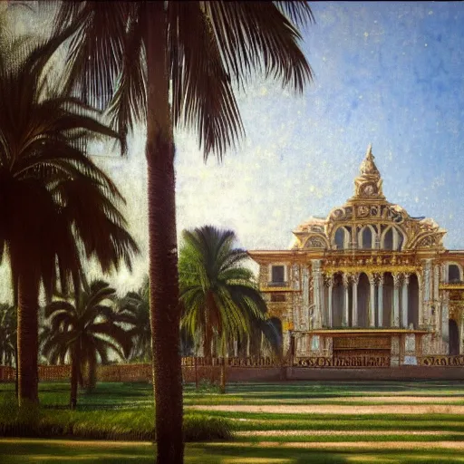 Prompt: a ultradetailed beautiful photo of the amazonas palace designed by jules bastien - lepage, hans belmer, frank weston and gustave baumann, trending on artstation, mediterranean, palm trees, light sparkles, sharp focus, soft light, 8 k 4 k