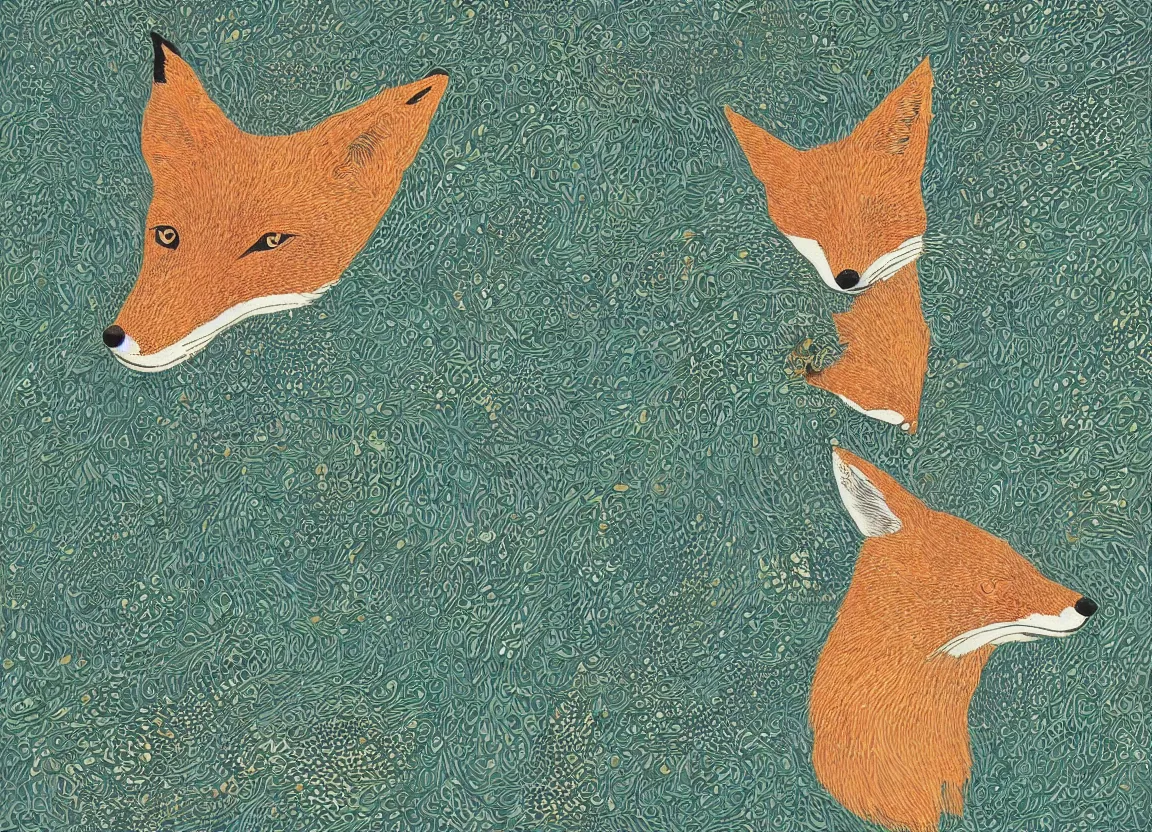 Prompt: a fox head by victo ngai, intricate