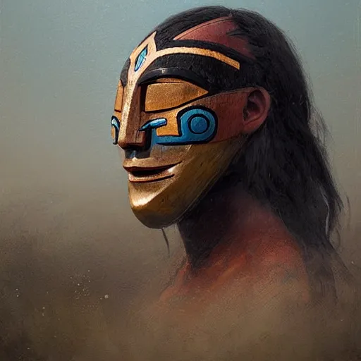 Prompt: mask, pacific northwest indigenous style, greg rutkowski