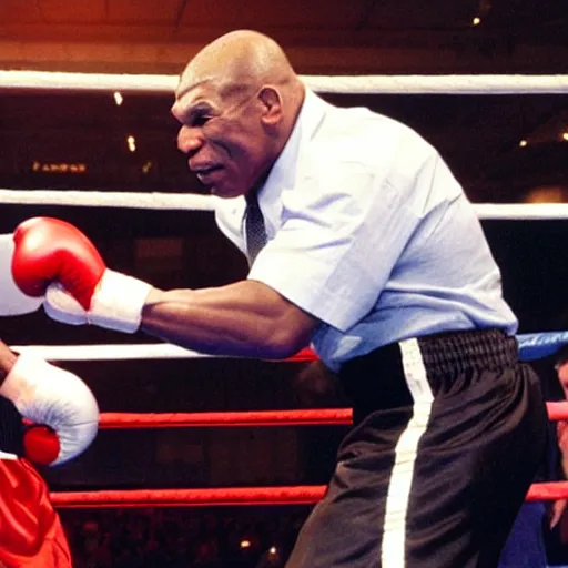 Image similar to Mike Tyson in the boxing ring with Obama