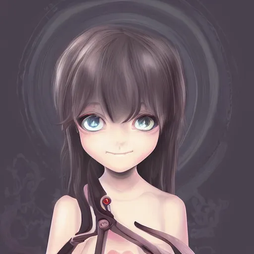 Prompt: portrait of a cute girl holding a scissors, anime digital art,