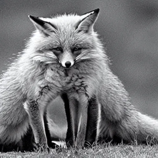 Image similar to Two foxes cuddling together. They are in love.