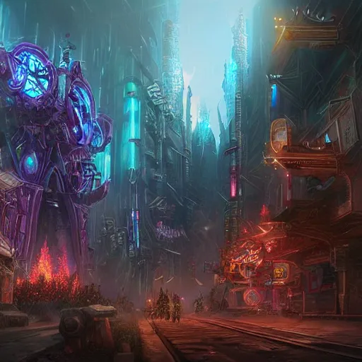 Prompt: world of warcraft cyberpunk version photo realistic