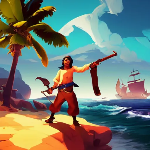 Image similar to painting treasure on sea of thieves game smooth median photoshop filter cutout vector, behance hd by jesper ejsing, by rhads, makoto shinkai and lois van baarle, ilya kuvshinov, rossdraws global illumination