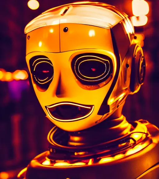 Prompt: portrait of detailed robot lowlight neon lights, cinematic,4k,35mm,street photo, epic