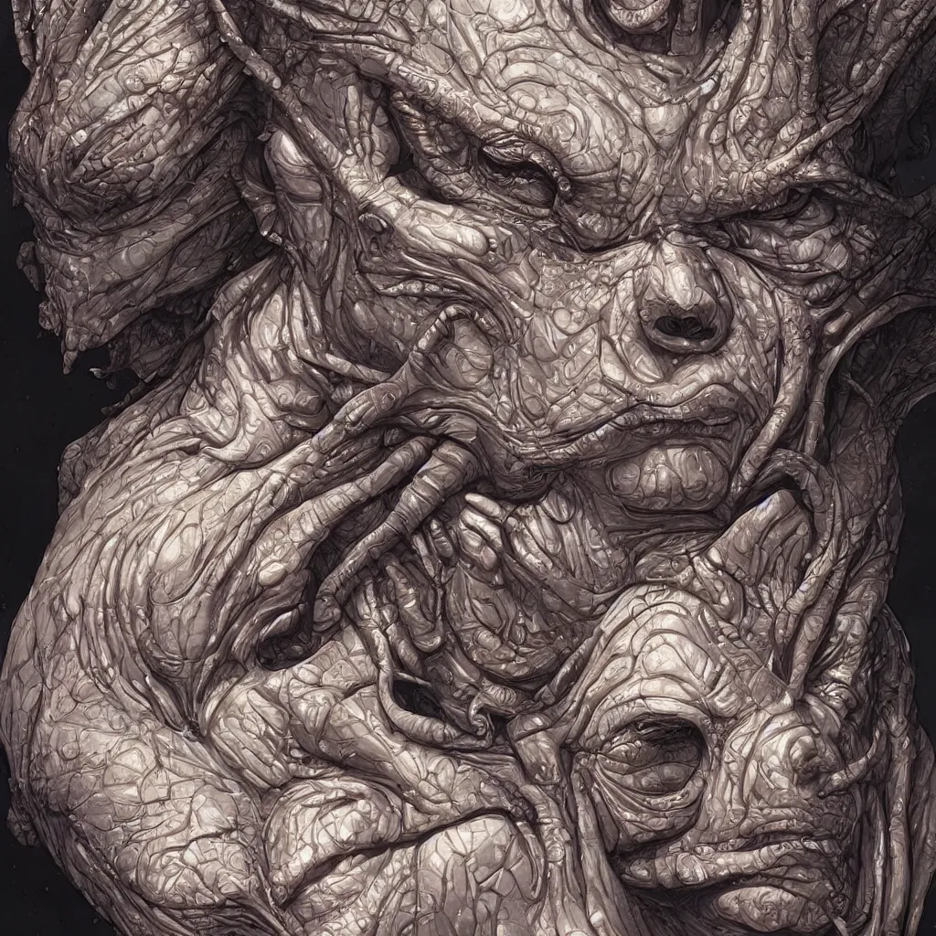 Image similar to terrifying bust portrait of a beautiful exotic alien queen by travis charest and chris achilleos, an intricate, elegant, highly detailed digital painting, concept art, smooth, sharp focus, mixed media illustrationhyperrealism, extremely hyperdetailed