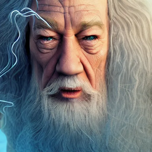 Image similar to gandalf attacks bikini bottom, high detail shot, smoking, render, cgsociety, photorealism