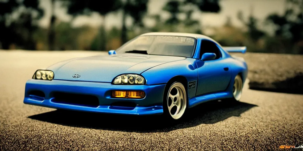 Image similar to The Fast and the Furious, 2001, Toyota Supra, 1994, 1995, 1996, 1997, 1998, Hot Wheels, cinematic, 8k, depth of field, bokeh. brian spilner, paul walker, intricate detail