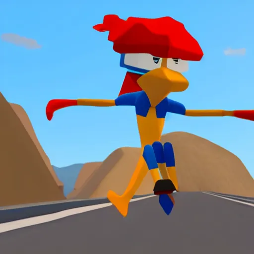 Prompt: Road Runner as a character in Human Fall Flat