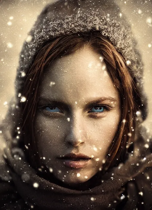 Prompt: cinematic shot epic portraits, hyper realistic, mood lighting, fantasy, detailed winter, highly detailed, super realistic, perfect lighting pixel sorting, style sheet