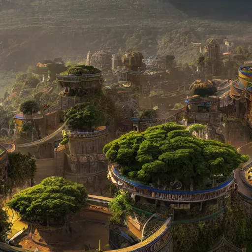 Prompt: An expansive solarpunk city in the Simien Mountains, intricate details, background depth, rich colour, photorealism, intricate, elegant, highly detailed, smooth, 8k, sharp focus,