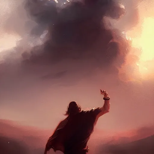 Image similar to god's middle finger, by greg rutkowski, trending on artstation