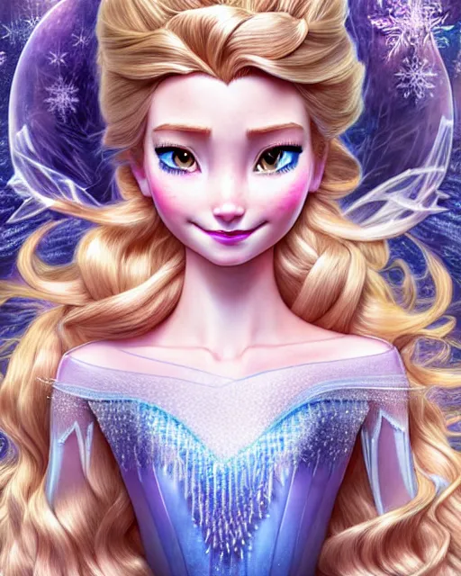 Image similar to ' princess elsa gone mental ', beautiful shadowing, 3 d shadowing, reflective surfaces, illustrated completely, 8 k beautifully detailed pencil illustration, extremely hyper - detailed pencil illustration, intricate, epic composition, masterpiece, bold complimentary colors. stunning masterfully illustrated by artgerm, range murata, alphonse mucha, katsuhiro otomo.