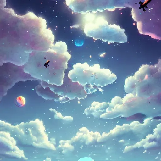 Image similar to this is a beautiful surreal scenery artwork from pixiv. it includes which is from a series of let me live as a cloud computing. insanely detailed, artstation!! pixiv!! infinitely detailed