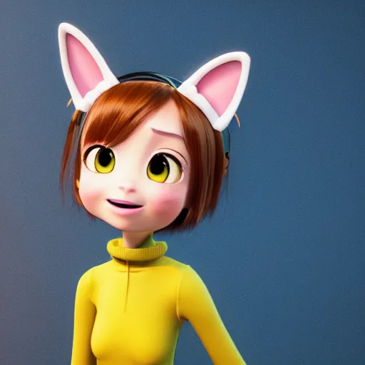 Prompt: new pixar character as an anime girl wearing cat ears, catgirl, highly detailed, extremely high quality, hd, 4 k, 8 k, professional photographer, 4 0 mp, lifelike, top - rated, award winning, cinematic, realistic, detailed lighting, detailed shadows, sharp, no blur, edited, corrected, trending