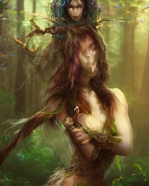 Image similar to a mystic rabbit druid mage. photorealistic, ethereal, magical forest, bokeh, highly detailed, trending artstation