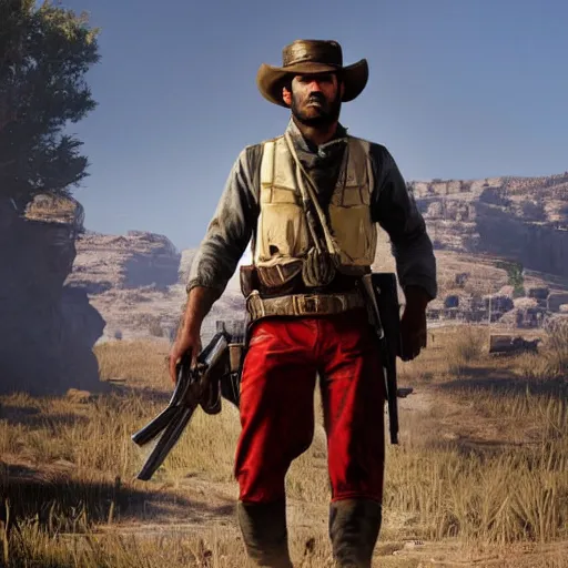 Image similar to concept art of a Kurdish peshmerga soldier in Red Dead Redemption 2, incredibly detailed, extremely high resolution