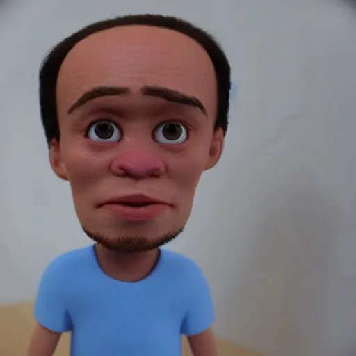 Image similar to man huge forehead tiny face claymation