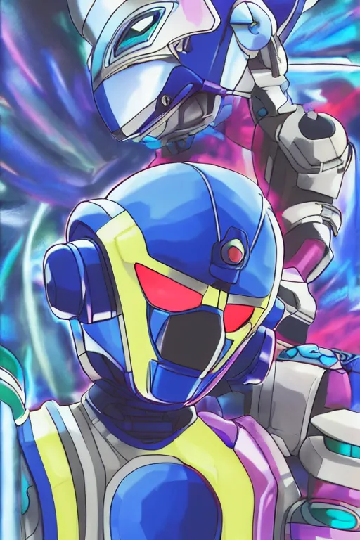 Image similar to robot ninja mask helmet megaman x zero rockman 2 0 2 2 switch game boss legacy collection fanart artsation hyper realistic, octane render clouds, neon colors, bright lights, avatar movie style blue color, 3 2 k image, avatar movie with what if marvel style animation, xel - shaded animation style