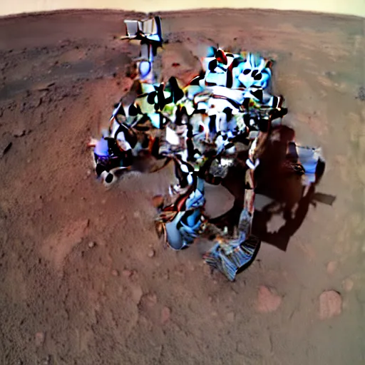 Prompt: a selfie of the first people on Mars