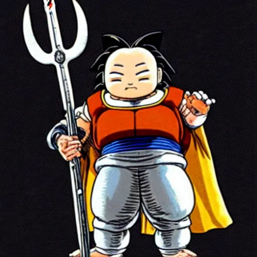 Image similar to Akira Toriyama’s original design for the beloved anthropomorphic beaver, who is also a medieval holy crusader knight, holding enormous sword