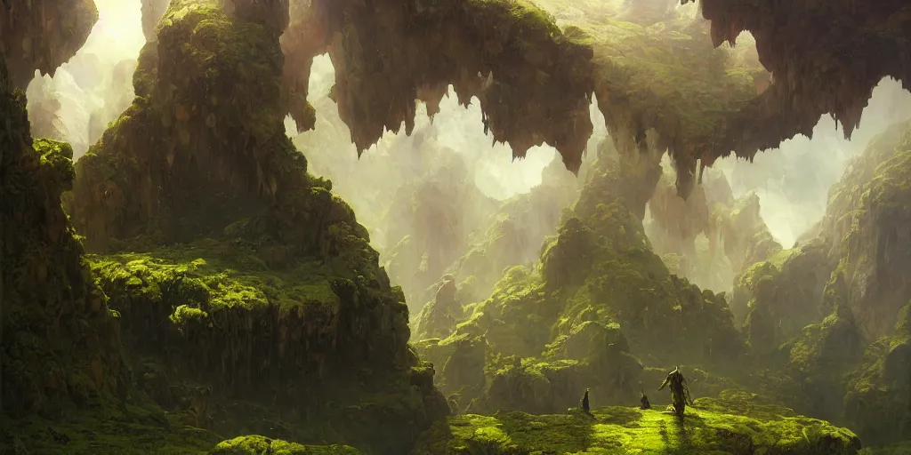 Image similar to bytopia planescape huge cave ceiling clouds made of green earth inverted upsidedown mountain artstation illustration sharp focus sunlit vista painted by ruan jia raymond swanland lawrence alma tadema zdzislaw beksinski norman rockwell tom lovell alex malveda greg staples